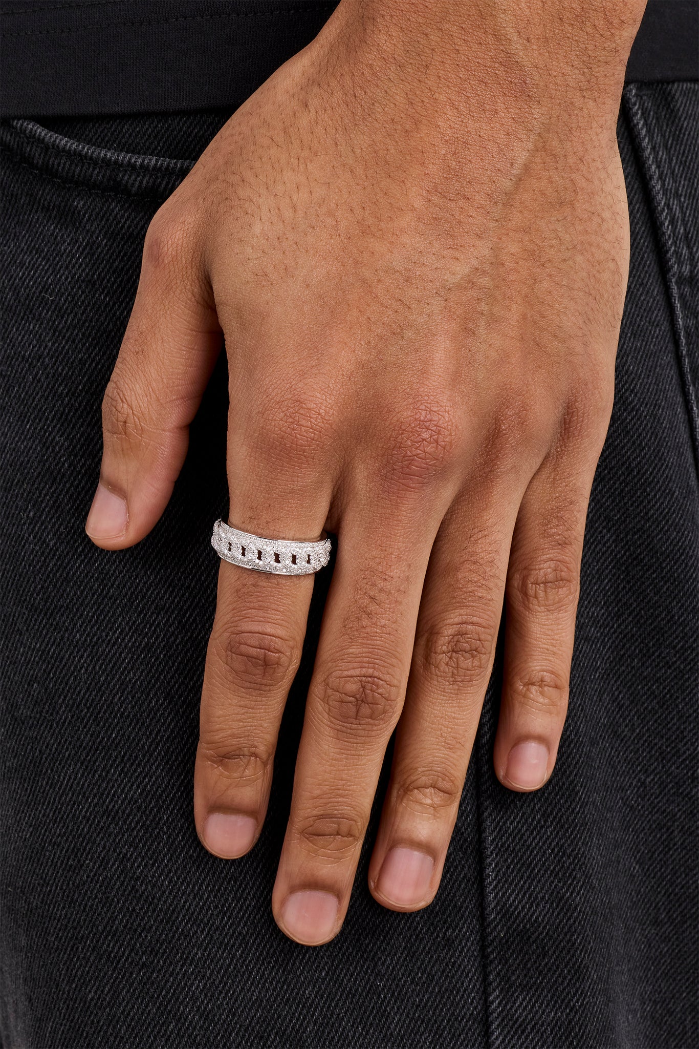 Iced Cuban Band Ring - 8mm - White